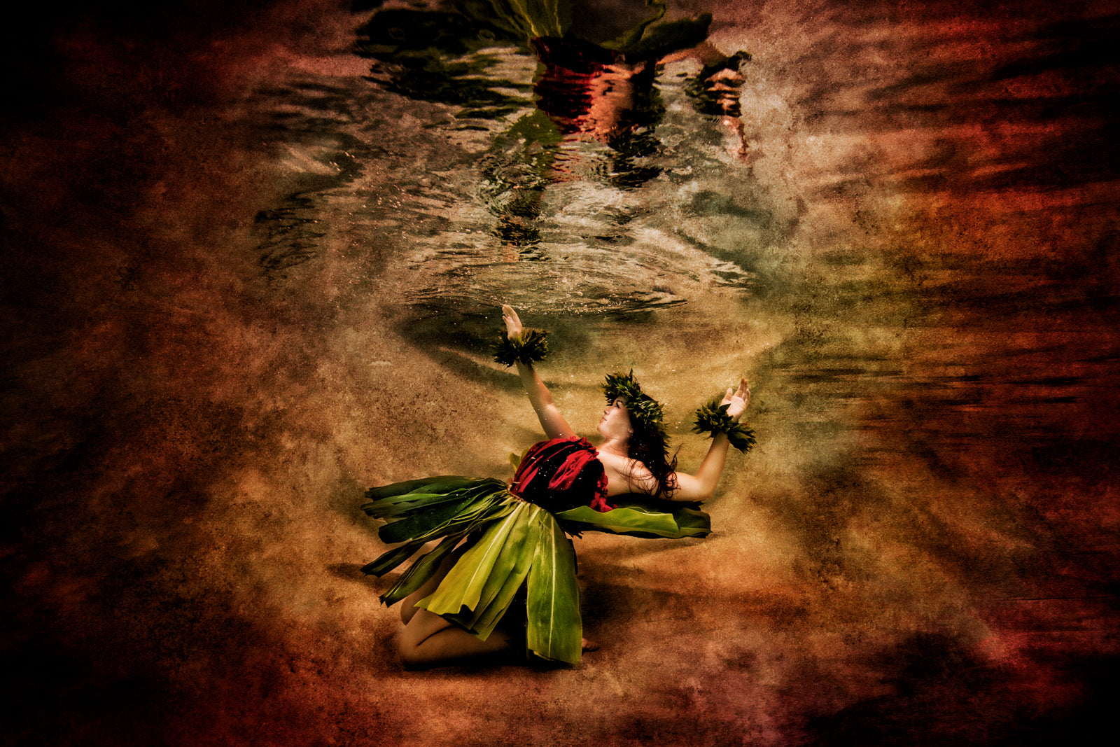 Fine Art Image of a Hawaiian Hula Dancer Underwater